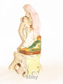 01K18 RARE ANCIENNE STATUE VIERGE A L'ENFANT PORCELAINE DE VIEUX PARIS FIN XIXe