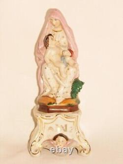 01K18 RARE ANCIENNE STATUE VIERGE A L'ENFANT PORCELAINE DE VIEUX PARIS FIN XIXe