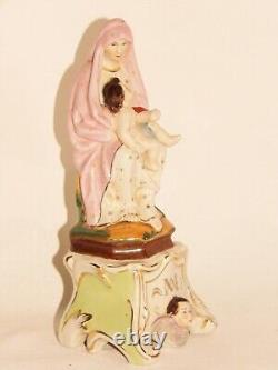 01K18 RARE ANCIENNE STATUE VIERGE A L'ENFANT PORCELAINE DE VIEUX PARIS FIN XIXe