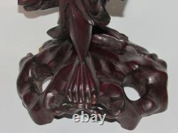 02F12 ANCIENNE SCULPTURE EN BOIS STATUE PÊCHEUR CHINOIS CHINE INDOCHINE FIN XIXe