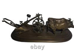 02K10 ANCIENNE STATUE CHARRUE SCULPTURE EN BRONZE D'APRES EDOUARD DROUOT XIXe