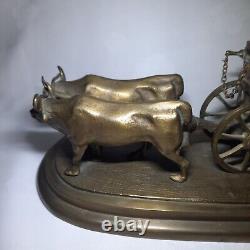 02K10 ANCIENNE STATUE CHARRUE SCULPTURE EN BRONZE D'APRES EDOUARD DROUOT XIXe