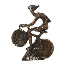 02m14 Ancienne Statue En Bronze Le Cycliste Signe Lohe Avec Certificat