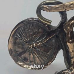 02m14 Ancienne Statue En Bronze Le Cycliste Signe Lohe Avec Certificat
