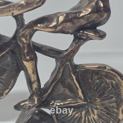 02m14 Ancienne Statue En Bronze Le Cycliste Signe Lohe Avec Certificat