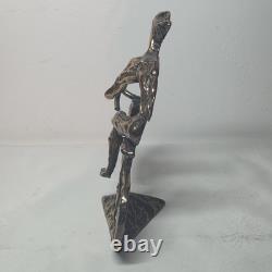 02m14 Ancienne Statue En Bronze Le Cycliste Signe Lohe Avec Certificat