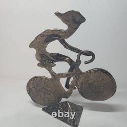 02m14 Ancienne Statue En Bronze Le Cycliste Signe Lohe Avec Certificat