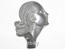 04j10 Ancien Presse Papier Statue Profil De Femme Regule Sculpture Art Déco