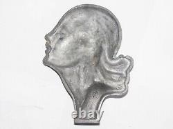04j10 Ancien Presse Papier Statue Profil De Femme Regule Sculpture Art Déco