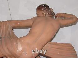 07c43 Ancienne Statue Sculpture Pltre Diane Chasseresse Femme Nue Athlète 1930