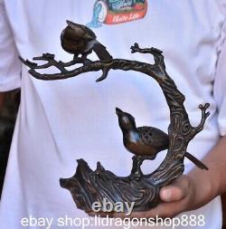 10.4 sculpture de la Chine ancienne de cuivre arbre oiseau encensoir statue