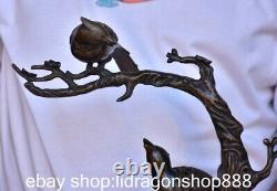 10.4 sculpture de la Chine ancienne de cuivre arbre oiseau encensoir statue