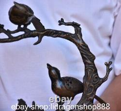 10.4 sculpture de la Chine ancienne de cuivre arbre oiseau encensoir statue