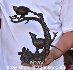 10.4 sculpture de la Chine ancienne de cuivre arbre oiseau encensoir statue