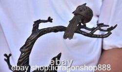 10.4 sculpture de la Chine ancienne de cuivre arbre oiseau encensoir statue
