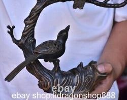 10.4 sculpture de la Chine ancienne de cuivre arbre oiseau encensoir statue