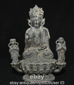 10.4 sculpture de la statue de Guanyin de l'ancien garçon de Bouddha de cuivre