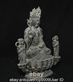 10.4 sculpture de la statue de Guanyin de l'ancien garçon de Bouddha de cuivre
