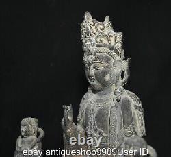 10.4 sculpture de la statue de Guanyin de l'ancien garçon de Bouddha de cuivre