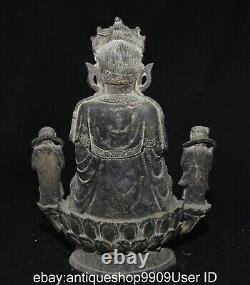 10.4 sculpture de la statue de Guanyin de l'ancien garçon de Bouddha de cuivre