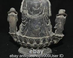 10.4 sculpture de la statue de Guanyin de l'ancien garçon de Bouddha de cuivre