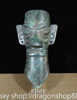 10.8 Ancienne Chine Bronze Ware Sanxingdui Personnes Tête Buste Statue Paire