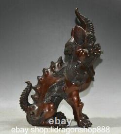 10.8 statue richesse Licorne l'ancien animal fengshui cuivre rouge chinois