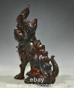 10.8 statue richesse Licorne l'ancien animal fengshui cuivre rouge chinois