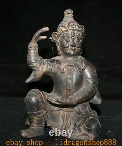10 Ancien Chine Bronze Soldats S'agenouiller Gens Figure Art Statue Sculpture