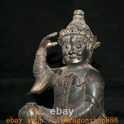 10 Ancien Chine Bronze Soldats S'agenouiller Gens Figure Art Statue Sculpture