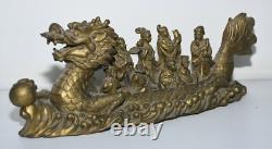 11.2 Chine ancienne statue bouddhiste en bronze de huit xians assis Dragon bête