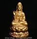 11.6 Ancienne Chine Bouddhisme Doré Kwan-yin Guan Yin Déesse Statue Sculpture