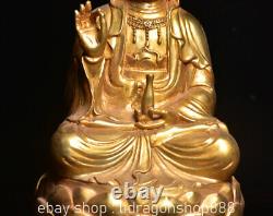 11.6 Ancienne Chine Bouddhisme Doré Kwan-yin Guan Yin Déesse Statue Sculpture