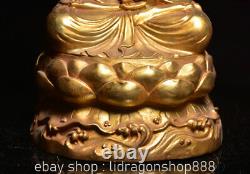 11.6 Ancienne Chine Bouddhisme Doré Kwan-yin Guan Yin Déesse Statue Sculpture