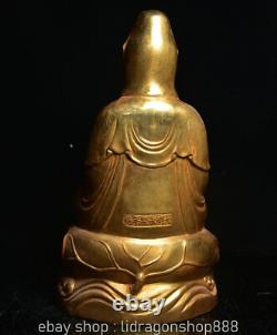 11.6 Ancienne Chine Bouddhisme Doré Kwan-yin Guan Yin Déesse Statue Sculpture
