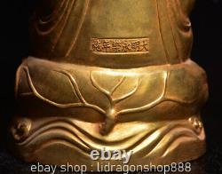 11.6 Ancienne Chine Bouddhisme Doré Kwan-yin Guan Yin Déesse Statue Sculpture