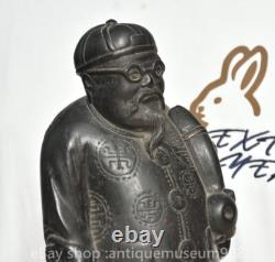 11.6 rare Chine ancienne sculpture en bois la statue du propriétaire du peuple