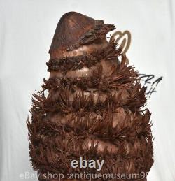 11.8 rare statue de pêcheur de l'ancien dynastique chinois en bois sculpté