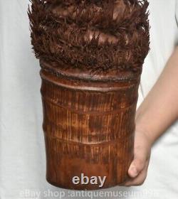 11.8 rare statue de pêcheur de l'ancien dynastique chinois en bois sculpté