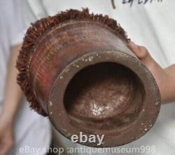 11.8 rare statue de pêcheur de l'ancien dynastique chinois en bois sculpté
