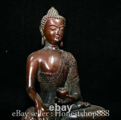 12,4 Bronze ancien Tibet tibétain Shakyamuni Bouddha Amitabha Statue Sculpture