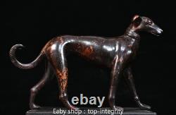12.6'' ancienne dynastie bronze doré 12 Zodiaque animal chien statue sculpture