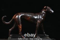 12.6'' ancienne dynastie bronze doré 12 Zodiaque animal chien statue sculpture
