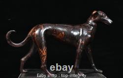 12.6'' ancienne dynastie bronze doré 12 Zodiaque animal chien statue sculpture