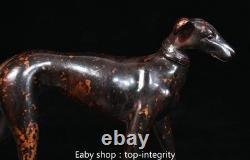 12.6'' ancienne dynastie bronze doré 12 Zodiaque animal chien statue sculpture