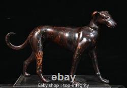 12.6'' ancienne dynastie bronze doré 12 Zodiaque animal chien statue sculpture