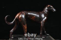 12.6'' ancienne dynastie bronze doré 12 Zodiaque animal chien statue sculpture