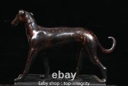 12.6'' ancienne dynastie bronze doré 12 Zodiaque animal chien statue sculpture
