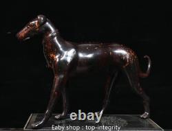 12.6'' ancienne dynastie bronze doré 12 Zodiaque animal chien statue sculpture