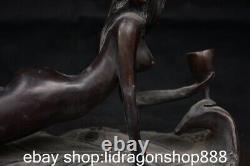 12.8 Chine ancienne Dyansty cuivre nu belle statue sculpture